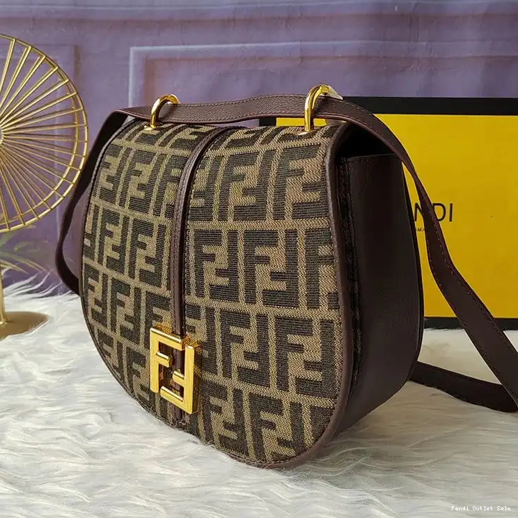 Affordable Motif FF Fabric C'mon Brown Bag Fendi In Medium 0612